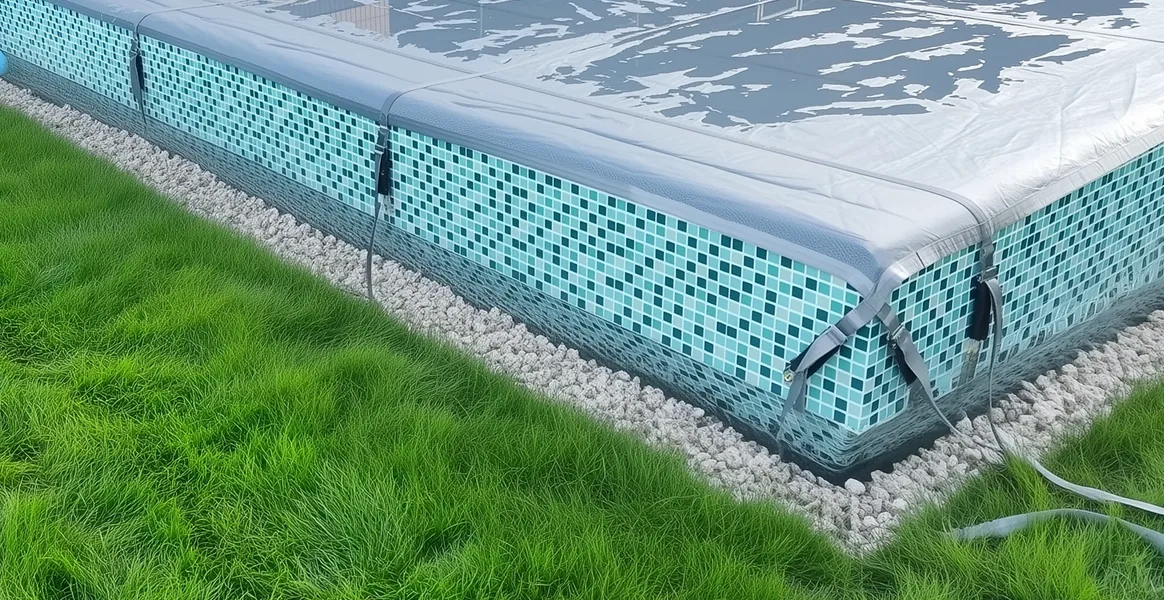 Покрывало для бассейна под снегом — защита зимой в Дмитрове